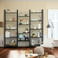 thumbnail image 3 of Gymax Triple Wide 5-tier Bookcase Large Bookshelf Display Storage Shelf Vintage Black, 3 of 10
