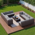 thumbnail image 2 of 7-Piece Patio Furniture Set, PE Rattan Outdoor Couch with Cushions and Glass Coffee Table, Wicker Sofa Set for Backyard, Porch, Garden, Balcony - Gray, 2 of 8