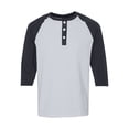 thumbnail image 6 of Resicozy 3/4 Sleeve Shirt Men Summer Color Block Henley Neck Baseball T-Shirts Casual Loose Fit Tees T-Shirt Light Gray S, 6 of 7