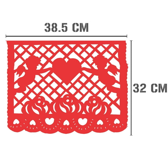 Papel Picado Dia del Amor y la Amistad | Guirnaldas | Enramado | 5 tiras de 5 metros | diseño banderin 14 de Febrero con colores vibrantes | decoración de papel picado (Plastico)