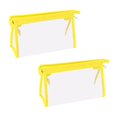 thumbnail image 4 of Bolsa de lápices con cremallera, 2 piezas, bolsas de cosméticos para maquillaje, estuche para lápices, accesorios impermeables, bolsa de aseo, soporte amarillo, 4 of 9