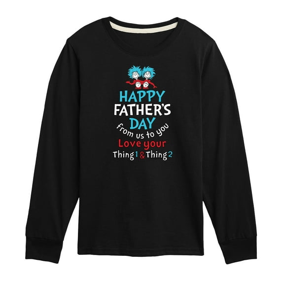 Cat in the Hat - Happy Fathers Day Thing 1 Thing 2 - Toddler And Youth Long Sleeve Graphic T-Shirt