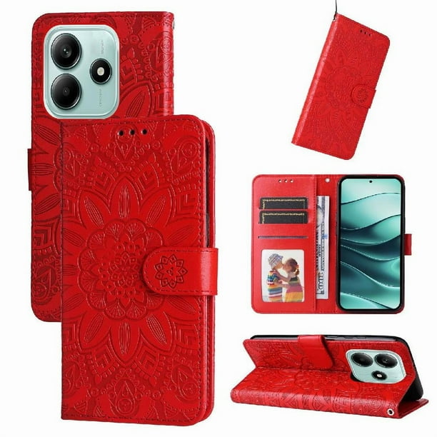 Funda tipo cartera GANGXUN para Xiaomi Redmi Note 14 5G , diseño girasol, cuero PU, soporte, cierre magnético, tarjetero