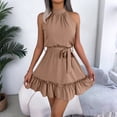 thumbnail image 4 of Afdoent Women's Dresses Sleeveless Summer Dress Wedding Guest Casual Beach Outfits Belted Fashion Beach Vacation Clothes, 4 of 6