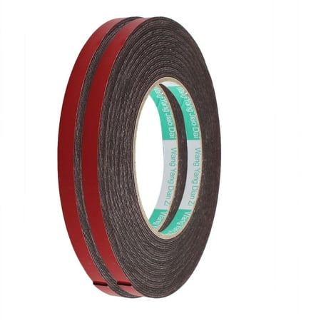 2Pcs 8mm x 1mm Single Sided Self Adhesive Shockproof Sponge Foam Tape 10M Red