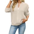 thumbnail image 5 of Wevis Women's Zip Up Fall Jacket, Long Sleeve Ribbed Knit Autumn Cardigan, Casual Loose Lightweight Sweater Coat, 5 of 7