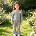 thumbnail image 5 of Girls Fall Winter Casual Long Sleeved Top Bow Pants 2Pcs Set, 5 of 9
