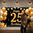 thumbnail image 6 of Gold Glitter 25th Birthday Banner Golden Stars  Display Balloon Decor Gift Box Design Gold Birthday Backdrop for 25th Birthday Party Adult Birthday Celebration Milestone Party, 6 of 8