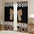 thumbnail image 2 of jejeloiu Cute Cartoon Bowtie Black Out Curtains,Kawaii Leopard Print Curtains Pack of 2 (42x63 Each),Brown Black White Bedroom Curtains For Teens,Super Cozy Room Decor, 2 of 6