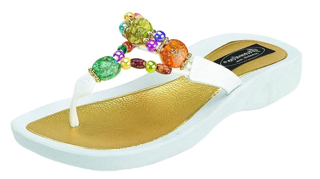 Grandco Women'S Marble Deluxe Thong Sandal Color 24768g-Ld-Wt White 