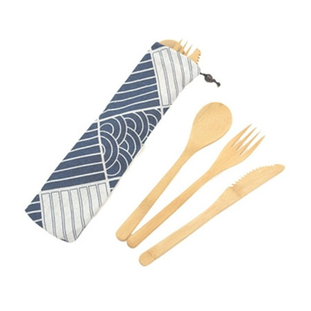 

Sanwood 4/7Pcs Travel Portable Reusable Bamboo Knives Fork Spoon Chopsticks Cutlery Kitchen Tool