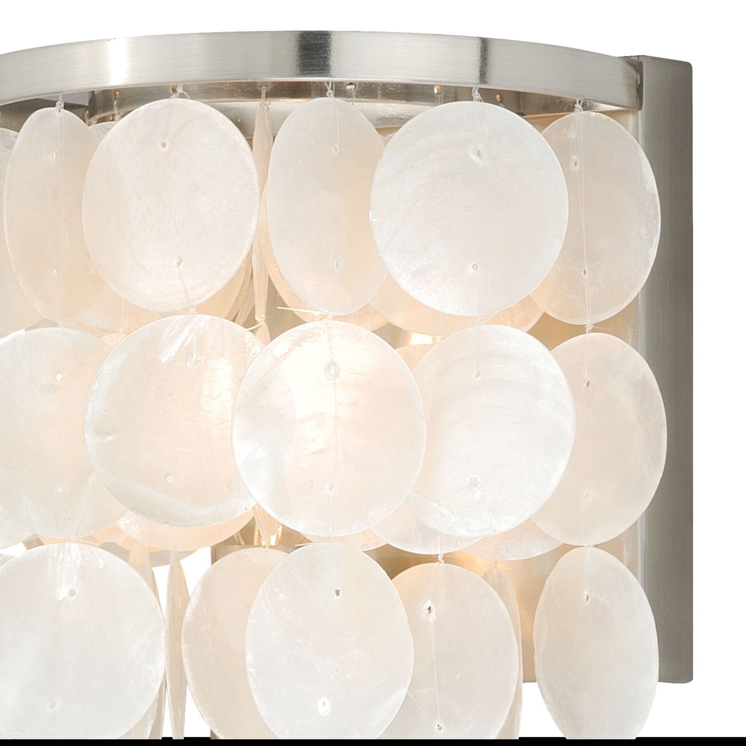 Maykoosh Tuscan Treats 1 Light Satin Nickel Capiz Shell Coastal Bathroom Wall Fixture