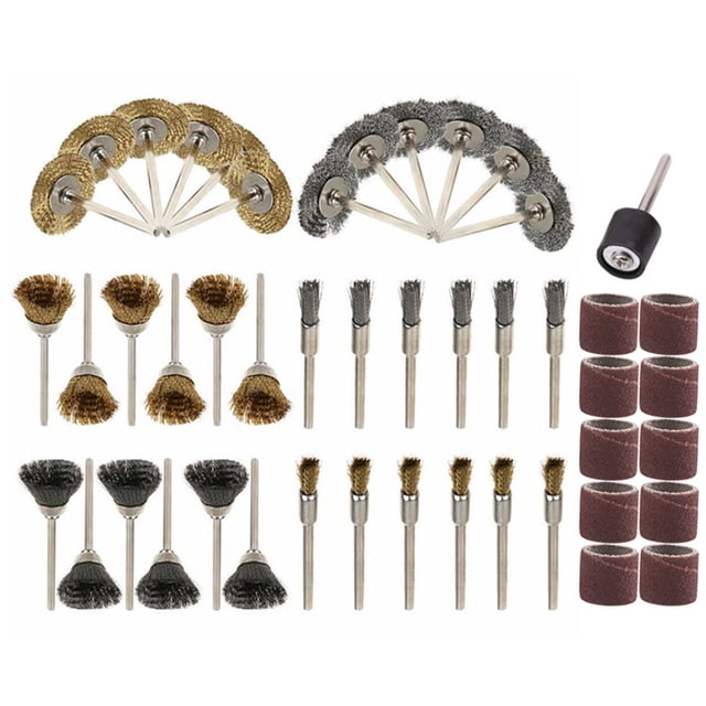 Amdohai 47 Pcs Brosse en Fil d'Acier Laiton Brosse de Polissage Roue de Broyage pour Plaque de Cuisson