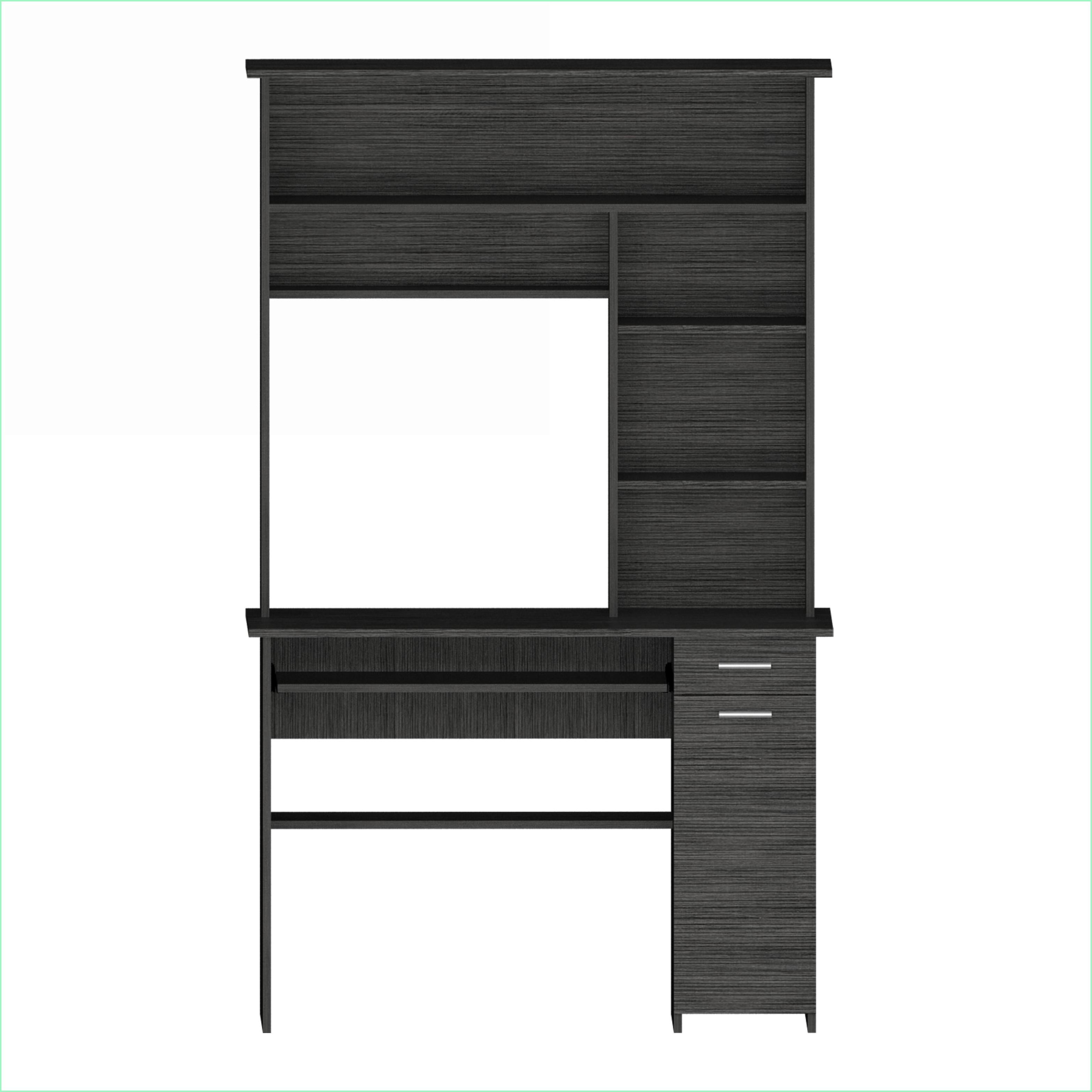 Desks: Weston Two Writing Computer Desk with Hutch, Drawer, Cabinet & 6 Shelves | 43.3"W x 22.9"D | Particle Board