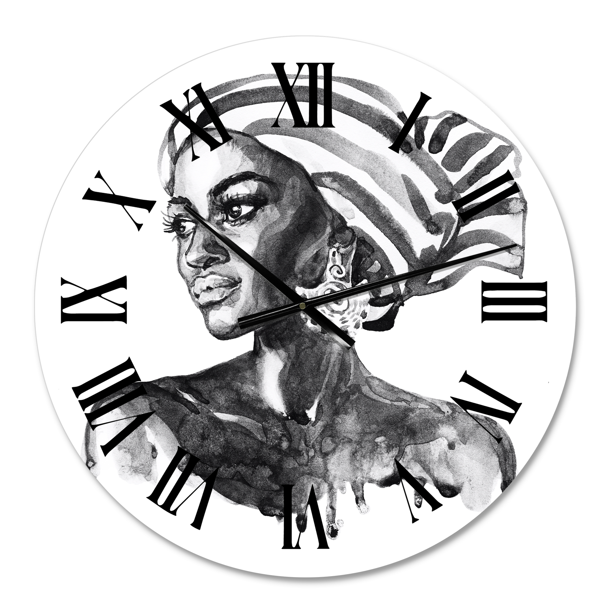 Designart 'Portrait Of African American Woman Xii' Modern Wall Clock