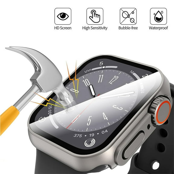 ASTRAEA 2 in 1 For Apple Watch Series  6/5/4/SE 2 44mm Protector Case, [Turning into Ultra 2/1 Upgrade] with Tempered Glass Film, Titanium