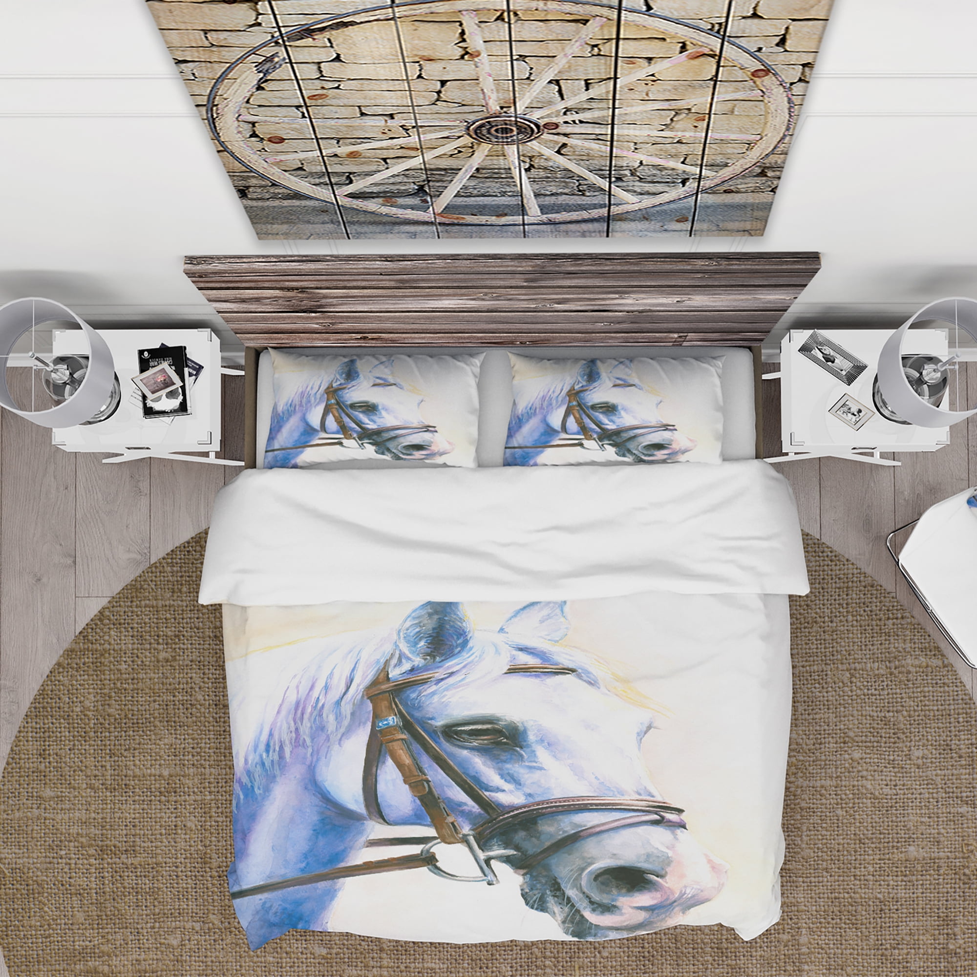 Designart 'Blue Horse with Bridle' Abstract Duvet Cover Set