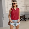 thumbnail image 6 of Dwellite Cotton Linen Tank Top for Women Lightweight V Neck Sleeveless Summer Shirts Loose Causal Eyelet Camisole 2026 Wine L, 6 of 6