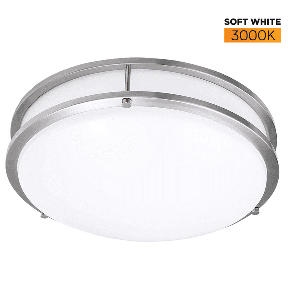DARELO Dimmable 10 Inch LED Ceiling Light – Elegant Minimalist Flush Mount Ceiling Lighting Fixture with 3000K Color Temperature – Round Nickel Finish Ceiling Lamp Replacement – 15W & 1100 Lumens