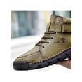 thumbnail image 4 of Woobling Men Comfortable Bootie Outdoor Retro Hook And Loop Non Slip Leather Shoes Khaki Green 10, 4 of 9