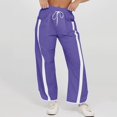 thumbnail image 2 of Wide Leg Sweatpants Womens High Waist Baggy Striped Sweat Pants Loose Stretch Casual Drawstring Pants With Pockets, 2 of 9