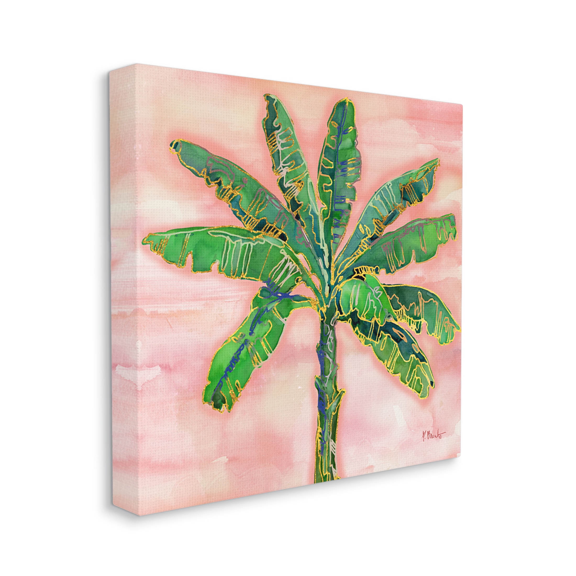 Tropical Nature Palm Sunrise Botanical & Floral Graphic Art Gallery Wrapped Canvas Print Wall Art
