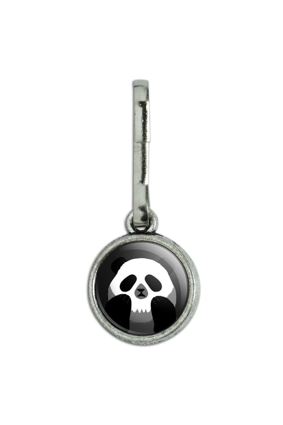 Panda Skull Optical Illusion Spooky Antiqued Charm Clothes Purse Suitcase Backpack Zipper Pull Aid