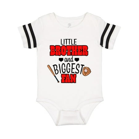 

Inktastic Little Brother and Biggest Fan Baseball Glove and Bat Gift Baby Boy Bodysuit