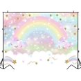 thumbnail image 4 of Rainbow Backdrop Pastel Rainbow Birthday Cloud Glitter Stars for Kids' Party Decorations Cake Table Banner Rainbow Baby Shower Photography Background, 4 of 4