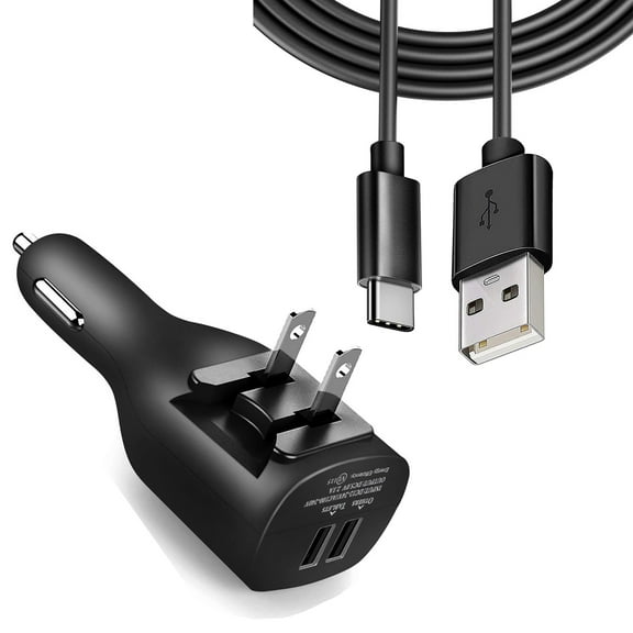 6ft Long USB-C Cable 2-in-1 Car Home Charger for Samsung Galaxy S23 FE Phone - TYPE-C Cord Travel Power Adapter Charging Wire Folding Prongs for Samsung Galaxy S23 FE 6.4" (Fan Edition) Model