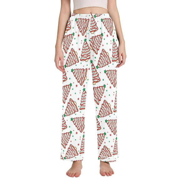 joogoo Women Christmas Tree Cakes Pajamas Pants Lounge Bottoms Pjs with Pockets M