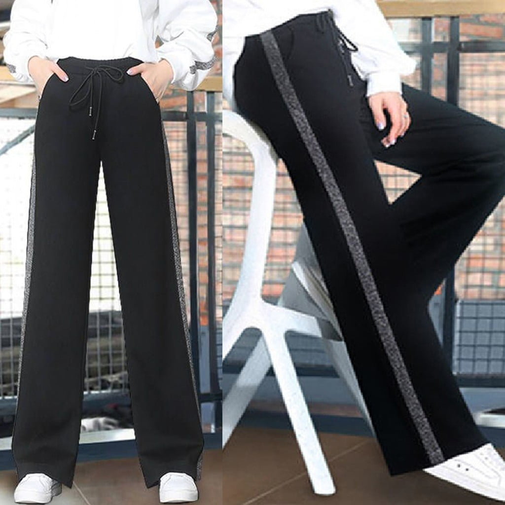 Pxiakgy pants for women Women Fashion Lady High Waist Stripe Trouser