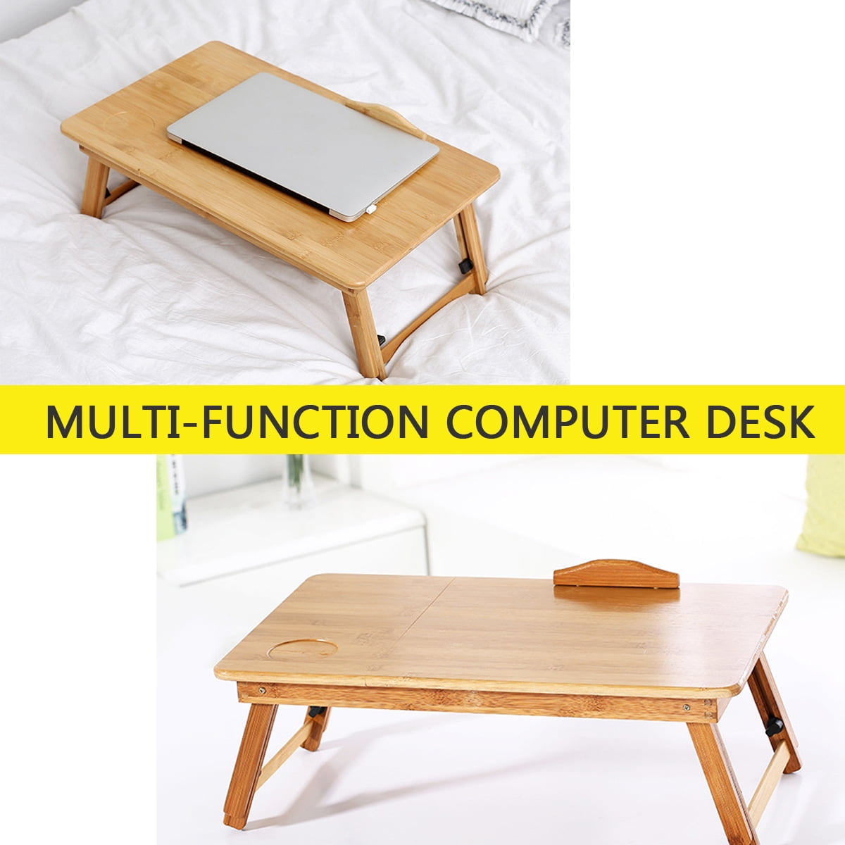 Adjustable Portable Folding Table Bed Desk Stand With Drawer For