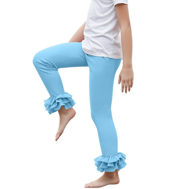 Pantalones largos para niños, de color liso, para niñas, para ciclismo, largos, deportivos, informales, para el hogar, para bailar, de algodón, multicolor