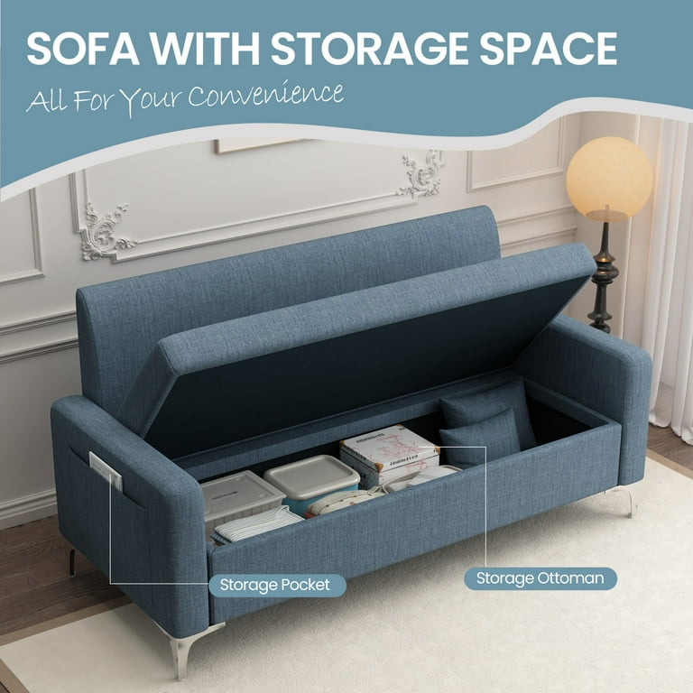 Aukfa Loveseat Sofa Couch with Storage Underneath, Small
