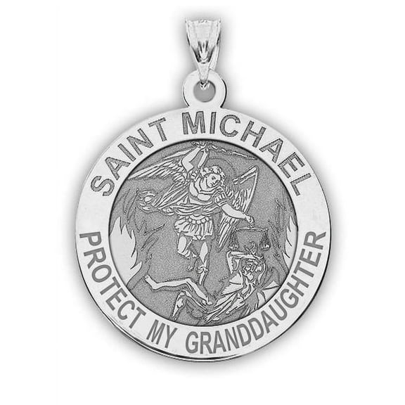 PicturesOnGold.com Saint Michael - Protect My Granddaughter- Religious Medal Female Adult- 3/4″ in Sterling Silver