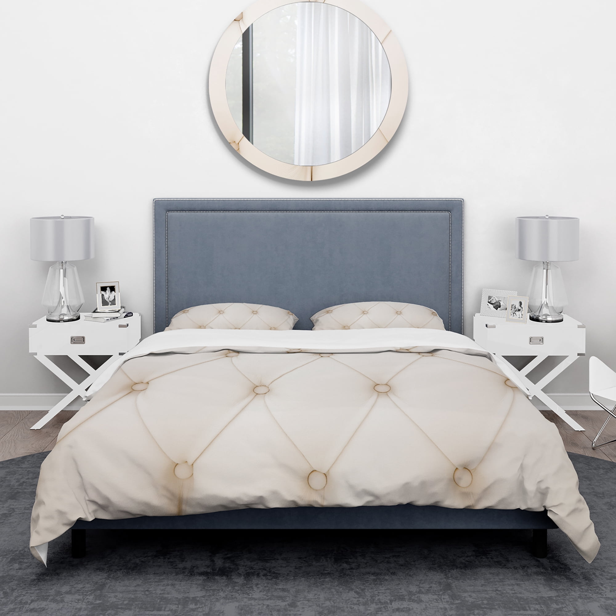 Designart 'Cream Colored Luxury Diamond Shaped Couch Leather' Modern & Contemporary Duvet Cover Set
