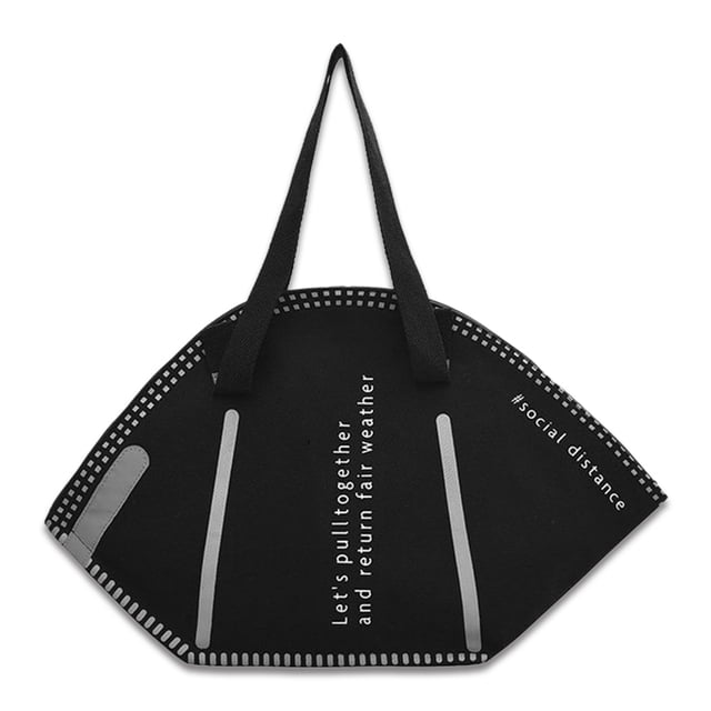Minnieouse Bolso de mano con cierre de cremallera, bolso de compras, estampado de letras, estampado de letras, bolso de hombro de lona con bolsillos Bolsas de mensajero y de hombro Negro, L Minnieouse AP003826-01