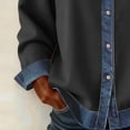 thumbnail image 4 of Womens Button Up Tops Patchwork Denim Cardigan Color Dark Gray Size M, 4 of 5