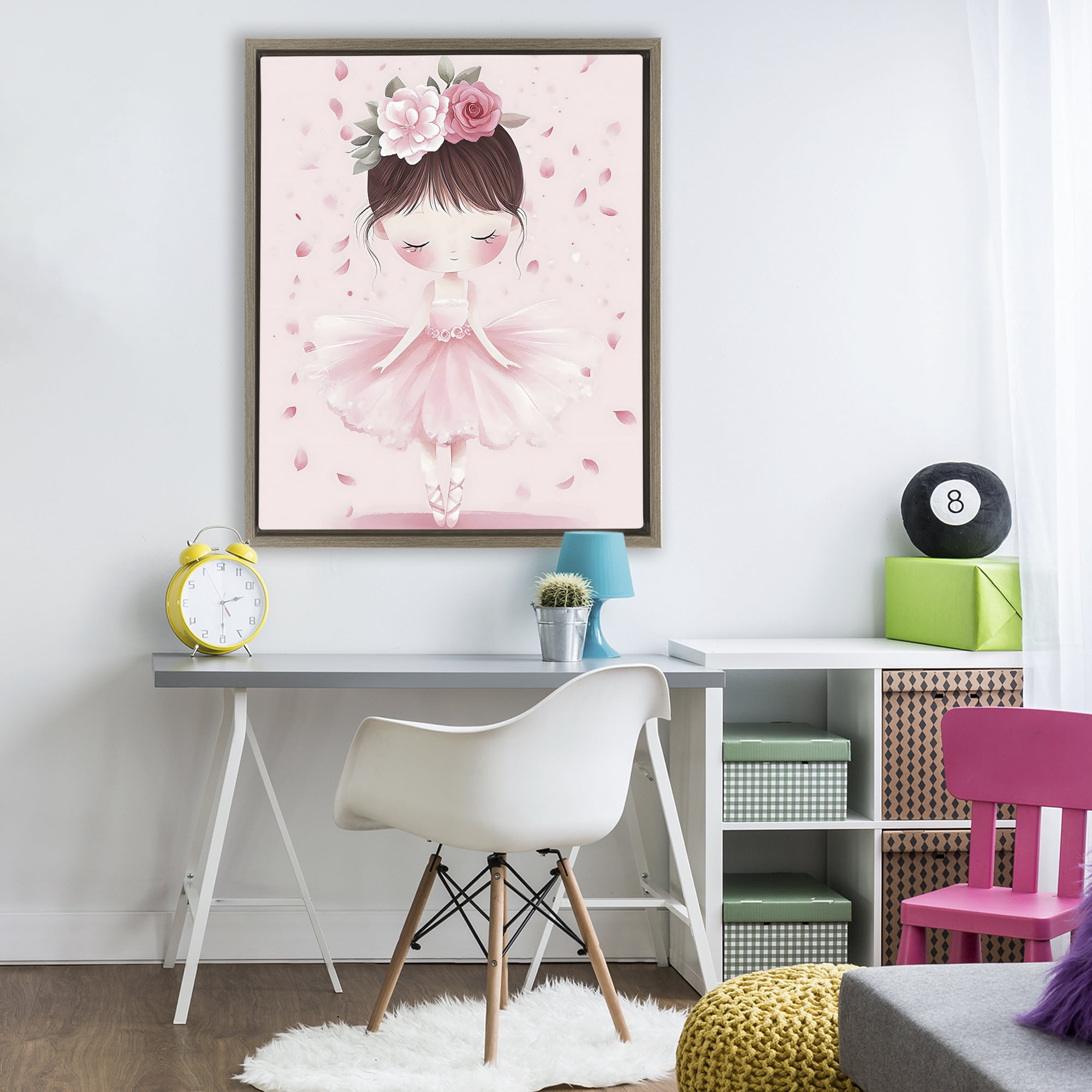 Stupell Industries Ballerina With Floral Headdress Brown Framed Floater Canvas Wall Art, design by Creative Studio
