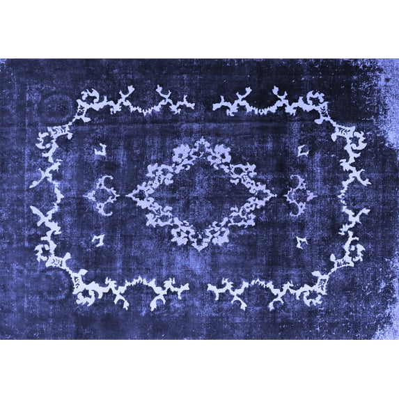 Ahgly Company Machine Washable Indoor Rectangle Persian Blue Bohemian Area Rugs, 6' x 9'