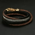 thumbnail image 2 of Pulsera con diseño de múltiples capas, brazalete con decoración de diamantes de imitación y lentejuelas de PU, joyería delicada (negro), 2 of 3