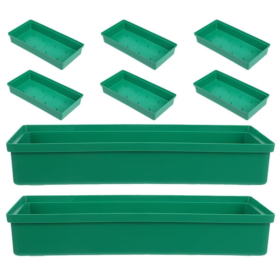 COMPUKAS 8Pcs Rectangle Floral Mud Tray for Wedding and Party Decoration Florist Supplies Green PP Flower Arrangement
