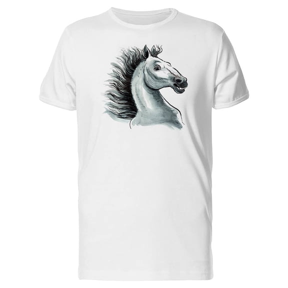 White Wild Horse Watercolor Tee Men's -Image by Shutterstock