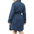 thumbnail image 2 of Unique Bargains Women's Plus Size Long Sleeve Belted Above Knee Denim Shirt Dress 5X Blue, 2 of 7