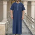 thumbnail image 6 of Yaoyar Men's Fashionable Short-Sleeved Embroidered Robe, Loose Round Neck, Pockets, Muslim Pullover Robe, 6 of 6