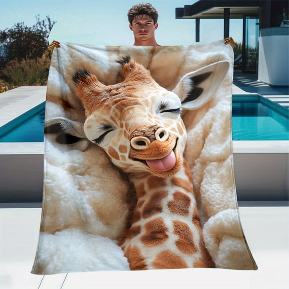 Giraffe Throw Blanket Giraffe Soft Bed Throw Blanket Lightweight Flannel Fleece Soft Warm Flannel Fabric Sofa Travel Camping Office Couch Chair Bed All Season Living Room Travel Blanket