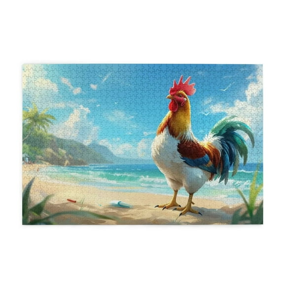 500 Piece Rooster Seaside Beach Jigsaw Puzzle Adult Puzzle Challenging & Fun Activity Home Decor Unique Artwork Great Gift Idea