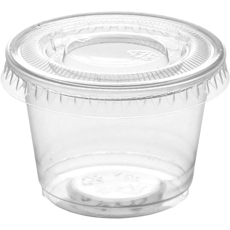 128 Ct Plastic Cups with Lids Disposable Condiment Portion Sauce