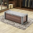 thumbnail image 4 of WUTUTUEE 48" Tufted Storage Ottoman Bench with Safety Hinge, Dark Gray Faux Leather Blanket Chest & Versatile Entryway Storage, End of Bed Bench for Bedroom, Living Room, Dorm, Window Seat, 4 of 8